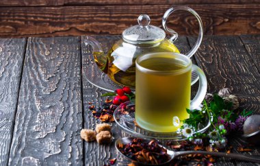 Eski arka plan üzerinde çay