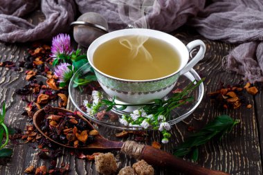 Eski arka plan üzerinde çay