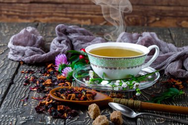 Eski arka plan üzerinde çay