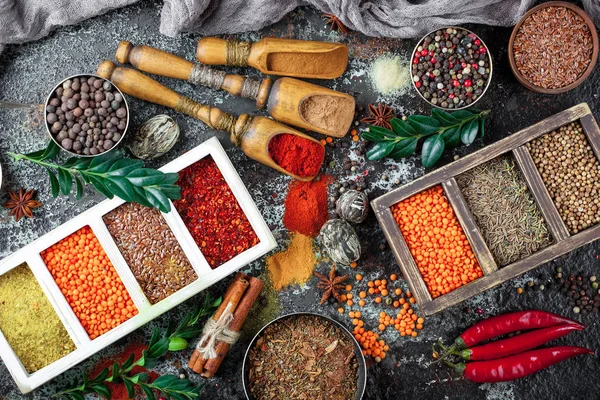Kryddor Och Smaktillsatser För Mat — Stockfoto