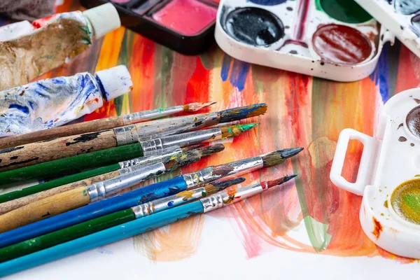 Pinceles Pinturas Para Dibujar — Foto de Stock