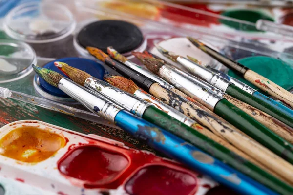 Pinceles Pinturas Para Dibujar — Foto de Stock