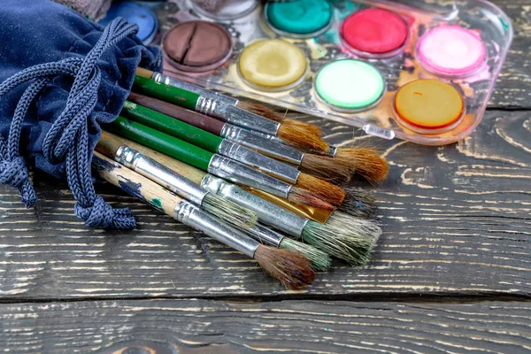 Pinceles Pinturas Para Dibujar — Foto de Stock