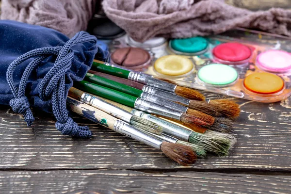 Pinceles Pinturas Para Dibujar — Foto de Stock