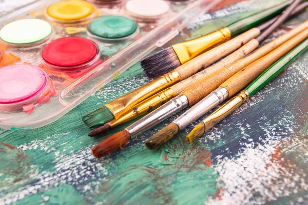 Pinceles Pinturas Para Dibujar — Foto de Stock