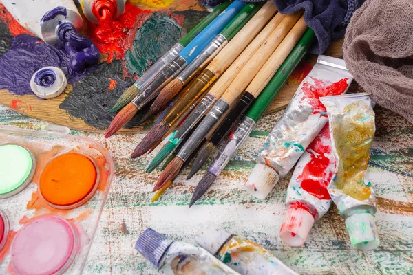 Pinceles Pinturas Para Dibujar — Foto de Stock