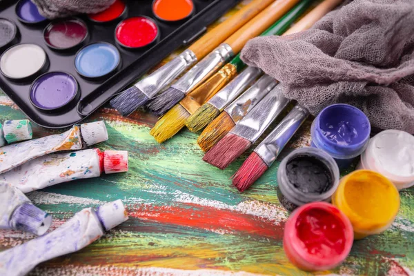 Pinceles Pinturas Para Dibujar — Foto de Stock