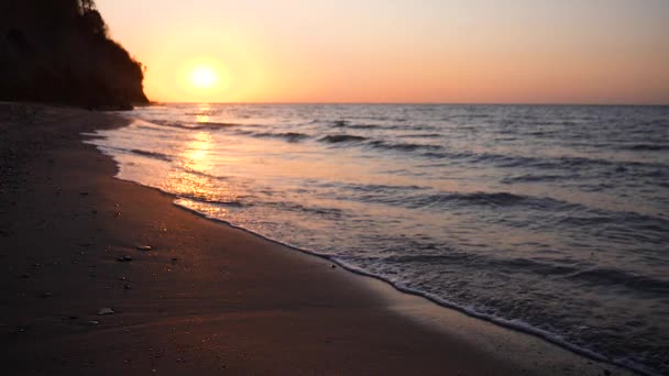 Zonsopgang Boven Zee Ochtend Strand — Stockvideo