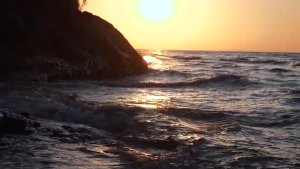 Zonsopgang Boven Zee Ochtend Strand — Stockvideo