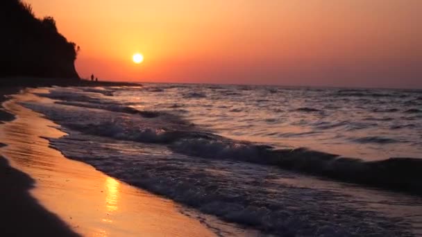 Nascer Sol Sobre Mar Praia Manhã — Vídeo de Stock