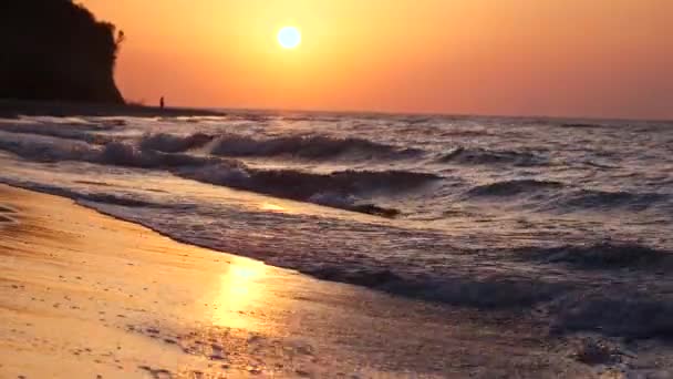 Salida Del Sol Sobre Playa Mañana Mar — Vídeos de Stock