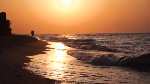 Matahari Terbit Atas Pantai Pagi Laut — Stok Video