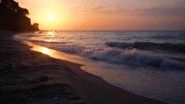 Salida Del Sol Sobre Playa Mañana Mar — Vídeos de Stock