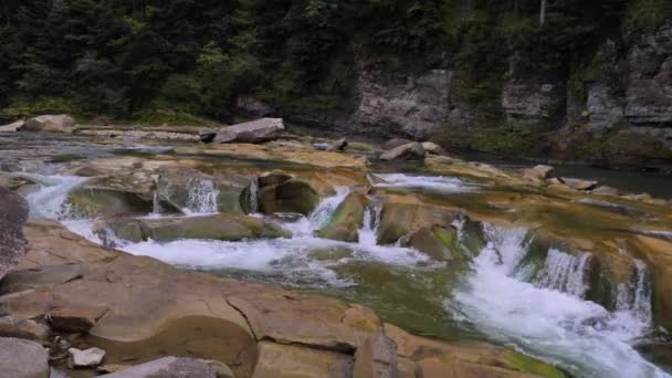 Agua Hirviendo Del Río Montañoso Las Montañas Verano — Vídeos de Stock