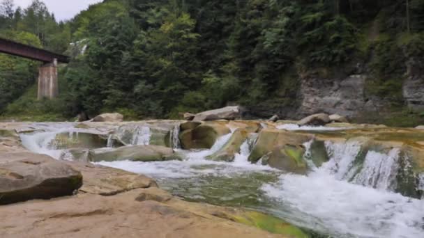 Βραστό Νερό Ενός Ορεινού Ποταμού Στα Βουνά Καλοκαίρι — Αρχείο Βίντεο