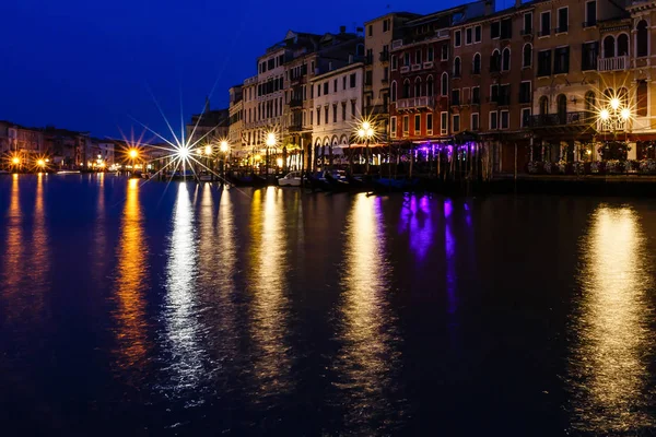 Canal Grande Nocy Wenecja — Zdjęcie stockowe