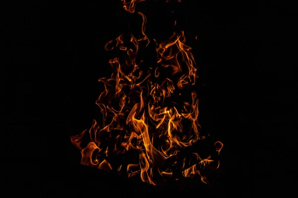 Rudý Oheň Plamen Černém Pozadí Temnotě — Stock fotografie