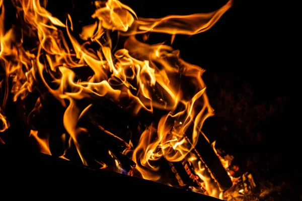 Close View Bright Hot Flame Fireplace — Stock Photo, Image