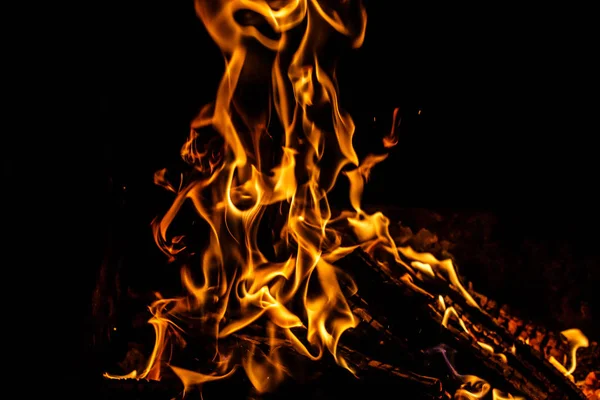 Close View Bright Hot Flame Fireplace — Stock Photo, Image