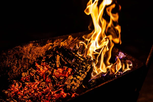 Brûler Bois Chauffage Dans Cheminée Fermer — Photo