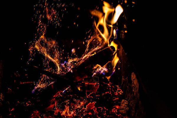 Fire in nature bokeh from the fire blurred backgrounds space views
