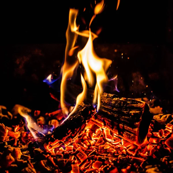 Firewood Beautifully Lit Fireplace — Stock Photo, Image