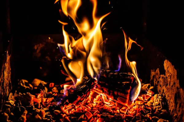 Background Fire Conflagrant Firewoods Coals — Stock Photo, Image