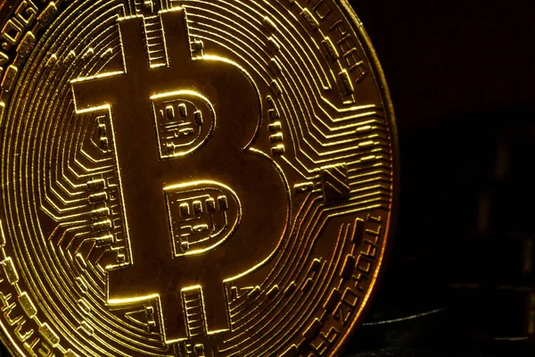 Bitcoin Mince Pobytu Černou Klávesnici Poblíž Potvrzovací Tlačítko — Stock fotografie