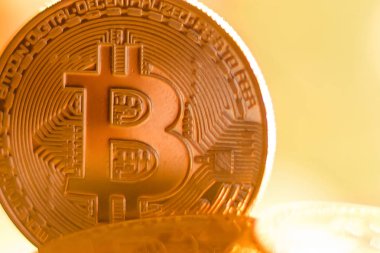Bitcoin altın arka plan, ışıklar