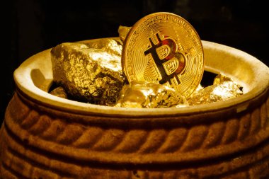 Altın bitcoin madeni para ve altın bitcoin cryptocurrency iş Höyük