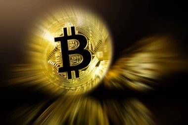 Altın bitcoin madeni para ve altın bitcoin cryptocurrency iş kavramı Höyük 