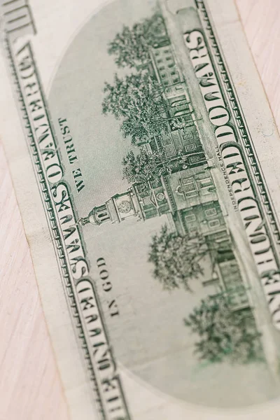 Lati Inversi Dollari Vecchio Modello Macro Dettaglio Posteriore Una Banconota — Foto Stock