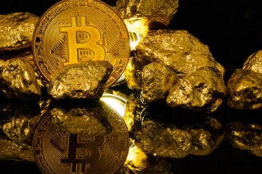 Bitcoin madeni para ve altın nuggets bitcoin cryptocurrency Höyük