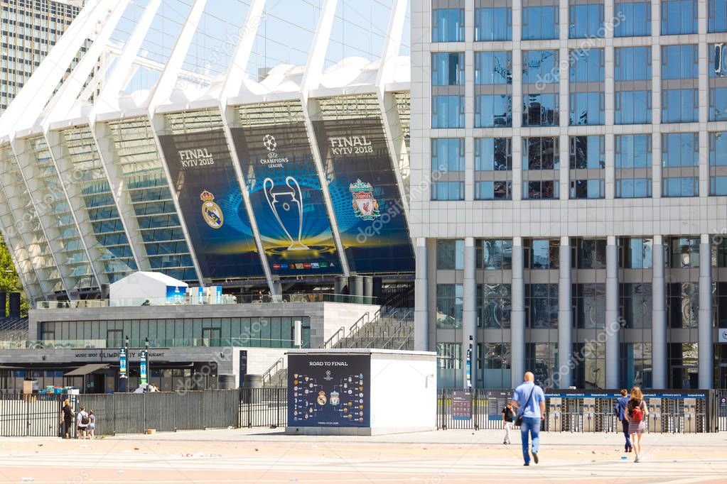 Kyiv, Ukraine. May 27 2018. Stadium Olymiysky - preparations before final of UEFA Champions League