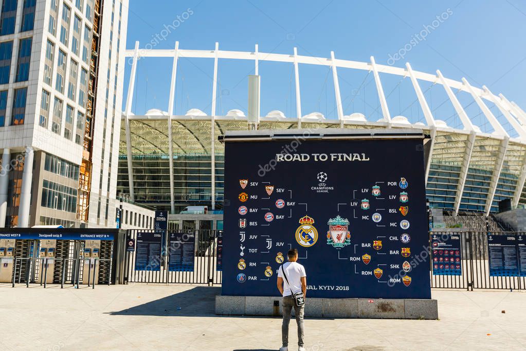 Kyiv, Ukraine. May 27 2018. Stadium Olymiysky - preparations before final of UEFA Champions League