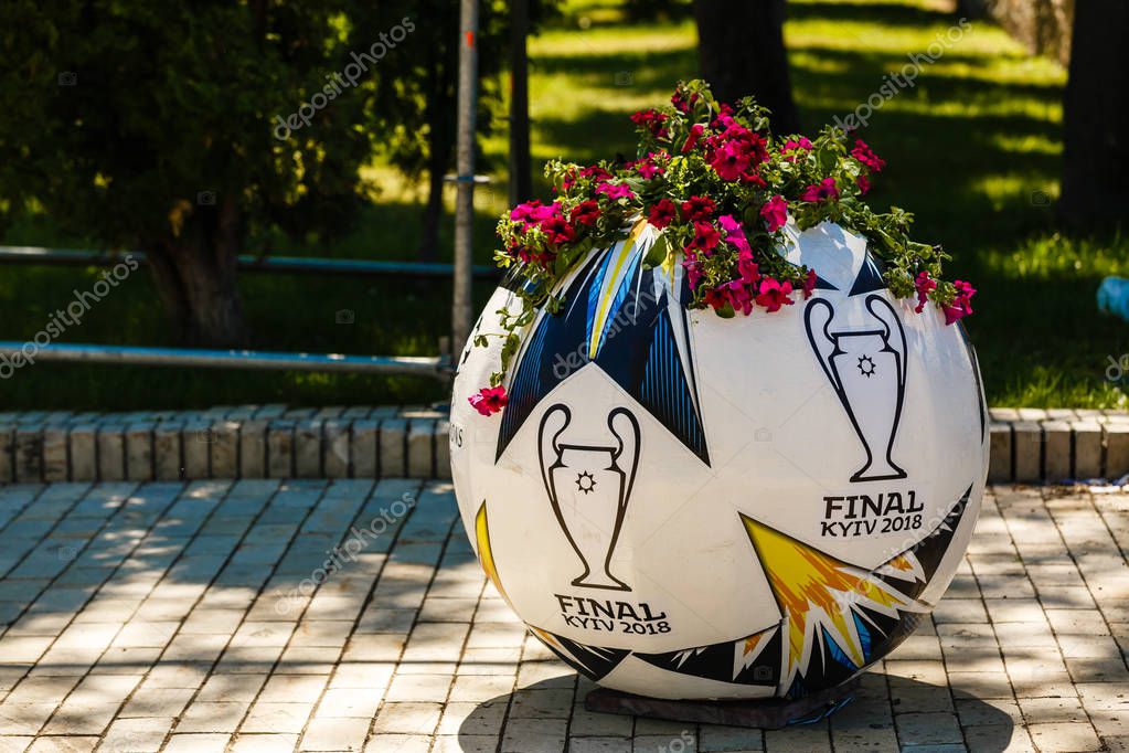 KYIV, UKRAINE - MAY 26 2018: Symbols of the Final of the UEFA Champions League in Kiev.