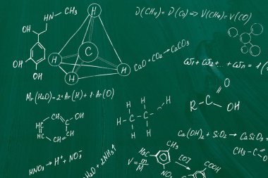 Molekül modelleri ve arka plan gemide formülleri