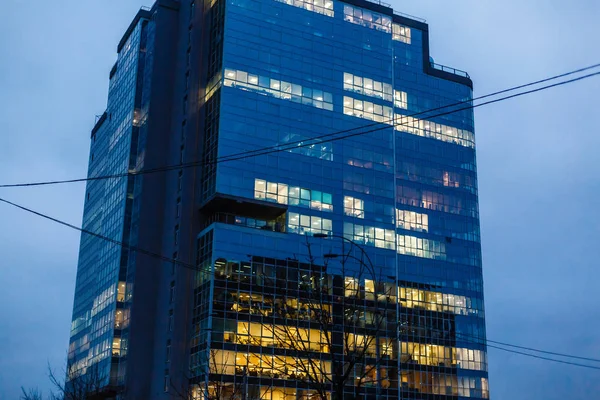 Night view of huge office building