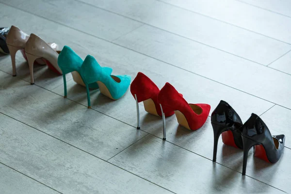 Women's multi-colored shoes with high heels