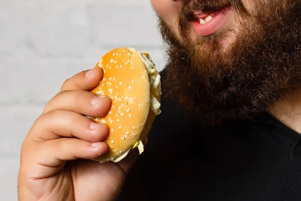 Hamburger Uomo Con Barba — Foto Stock