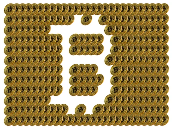 Багато Блискучих Золотих Монет Біткоїнів Фону Або Текстури — стокове фото