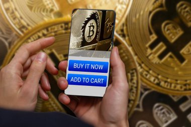 Akıllı telefon ekran cryptocurrency ticarete Bitcoin denge ve transfer bilgileri