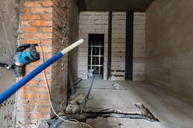 duvar beyaz sıva bloklarını yapılan, resmi arka plan olarak hizmet verebilir.