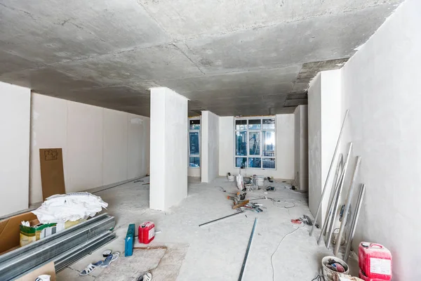 Desmontaje Del Interior Del Apartamento Antes Actualización Material Para Las — Foto de Stock
