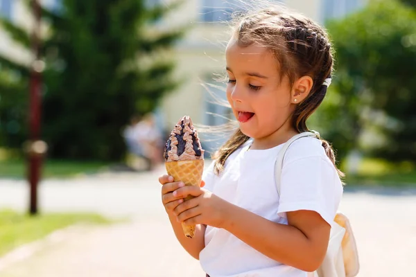 Niña Con Helado Parque — Foto de Stock