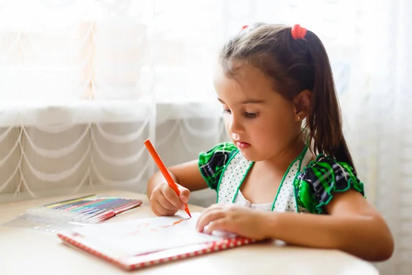 Bambina Che Lavoro Scolastico Casa — Foto Stock