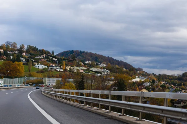 Švýcarsko Října 2017 Panorama Krajiny Silnice — Stock fotografie