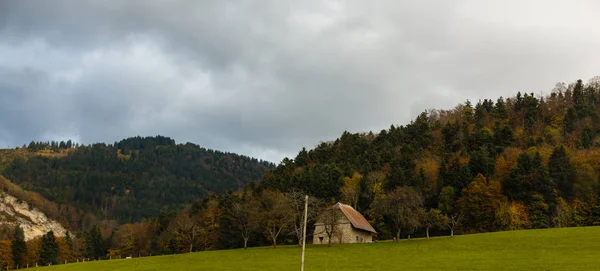 Горный Пейзаж Облаками Деревьями — стоковое фото