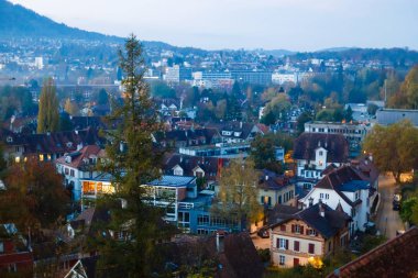 Bern, İsviçre sermaye city, gün batımı görünümü.