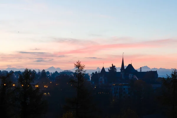 Вид Закат Берне Столице Швейцарии — стоковое фото